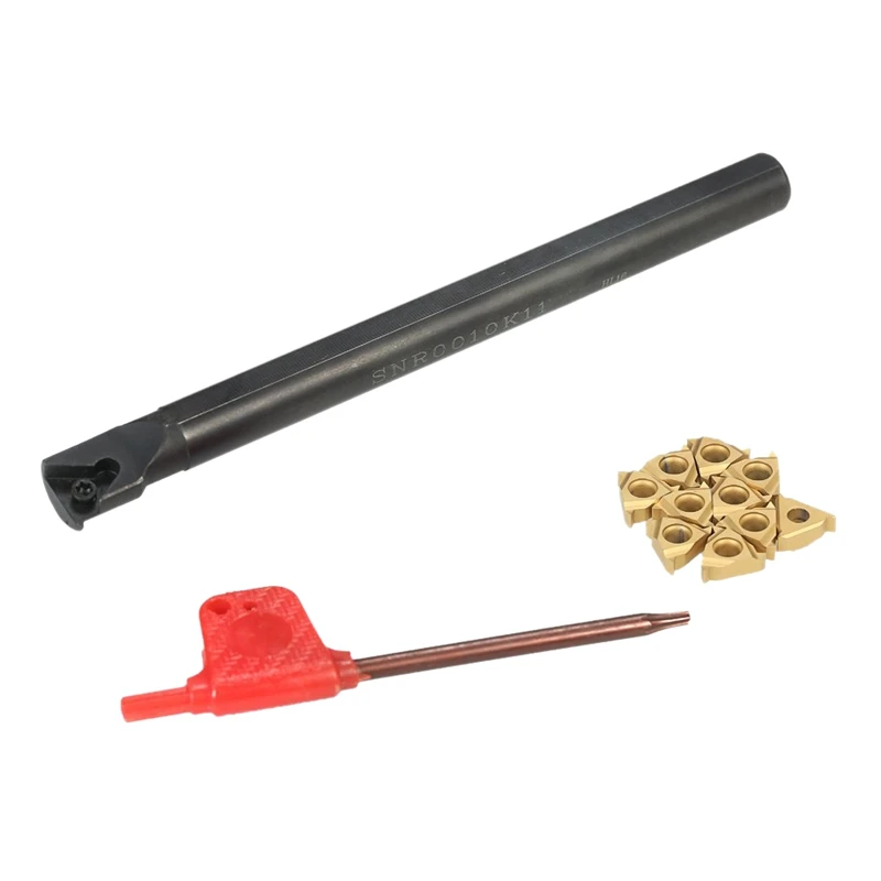 

Snr0010K11 Internal Lathe Threading Boring Bar Holder+10Pcs/Box 11Ir A60 Inserts+T8 Wrench Cnc Turning Tool
