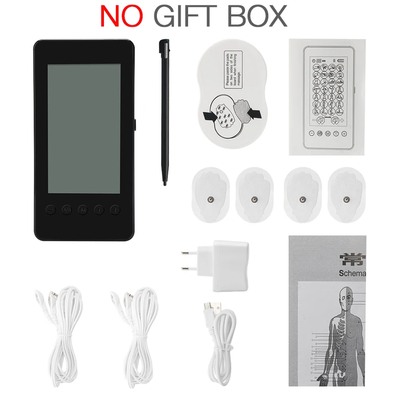 NO GIFT BOX Ems-аппарат ЧЭНС блок машины электрический массажер пульс, мышца стимулятор электродные накладки Цифровая терапия машина для облегчения боли 28 режимов десятки - Цвет: NO GIFT BOX