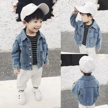 

ins hot baby boys and girls denim jacket 1-7 years old kids denim coat spring and autumn baby girl coat kids jacket Large pocket