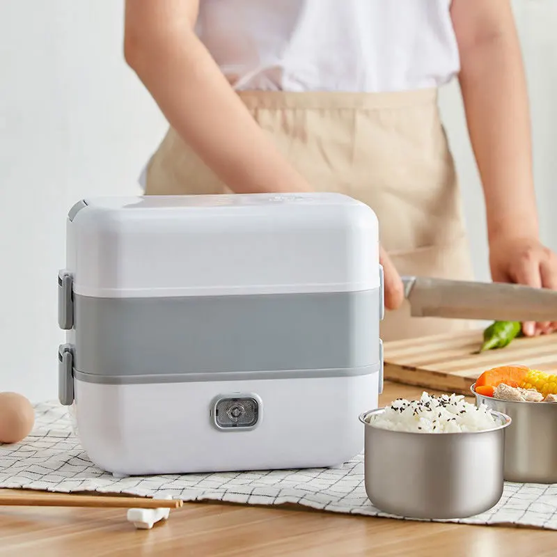 US $41.68 DoubleLayer Stainless Steel Insulated Lunch Box Portable PlugIn Heating Bento Box High Capacity Office Lunchbox Food Container