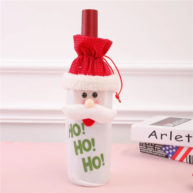 50pcs Red Wine Bottle Cover Bags Decoration Home Party Santa Claus Snowman Christmas Packaging Merry Christmas Decoration