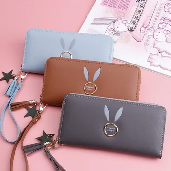 

Women's Long Wallet Women Korean Wallet Fashion Bunny Wallet Multifunction Zipper Female Clutch Large capacity clutch