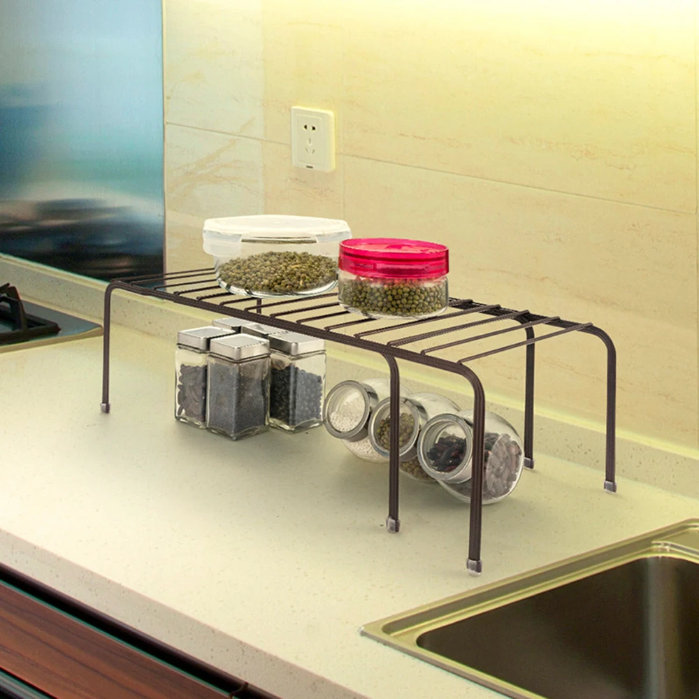 002512 Storage Rack Kitchen Expandable Shelf Cabinet Bathroom Countertop Organizer | Дом и сад