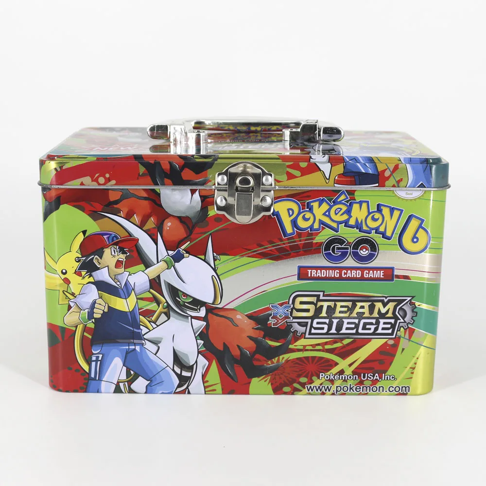 Takara Tomy Pokemon Card, металлическая коробка, настольная карточная игра, Мега тренажер, коллекция энергии, настольные карты, боевые игрушки, 153 карт для детей