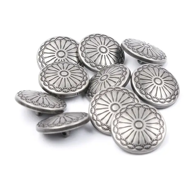 NUOMI 50 Pcs Antique Metal Shank Buttons, Vintage Shank Buttons for Crafts  Projects, Coat, Jackets, Flower Pattern Engraved Metal Sewing Buttons 23mm