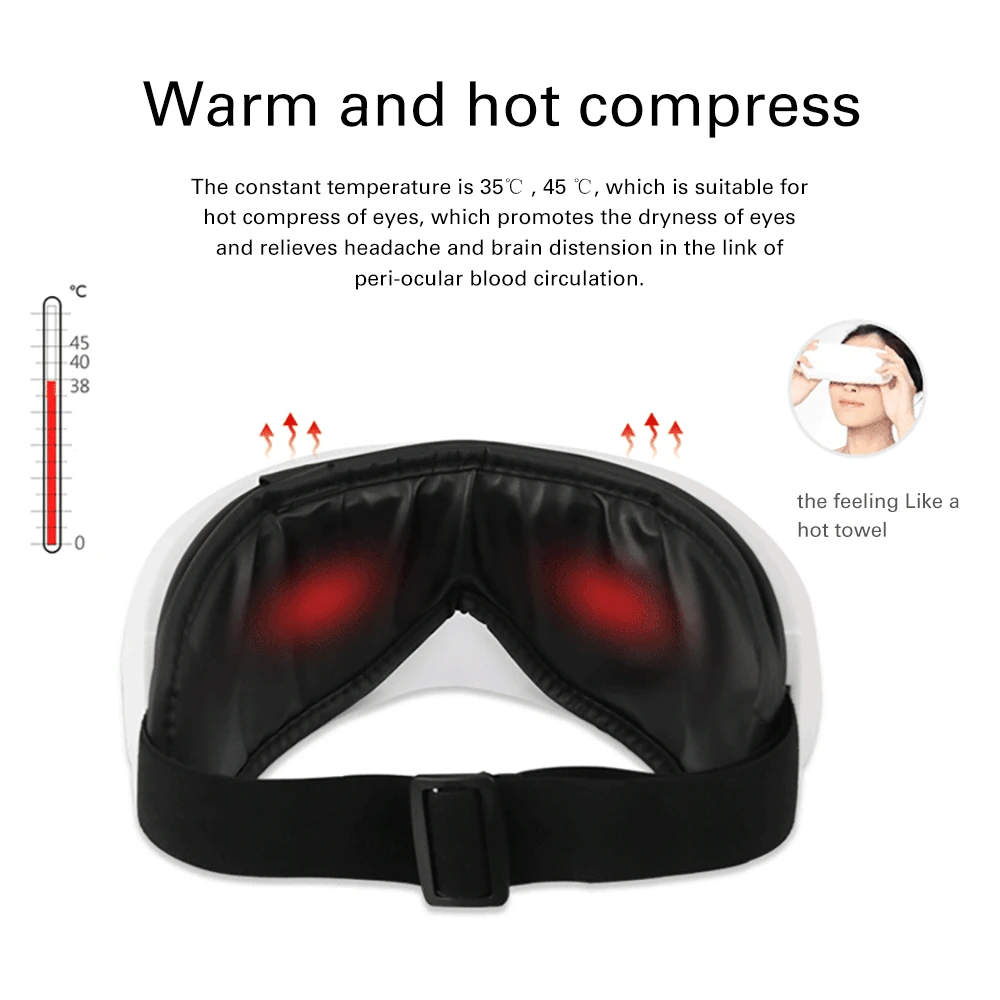 Goede Elektrische Draadloze Eye Massager Verwarming Therapie Luchtdruk Eye Spa Bluetooth Muziek Ogen Stress Apparaat Usb Opladen Vouw