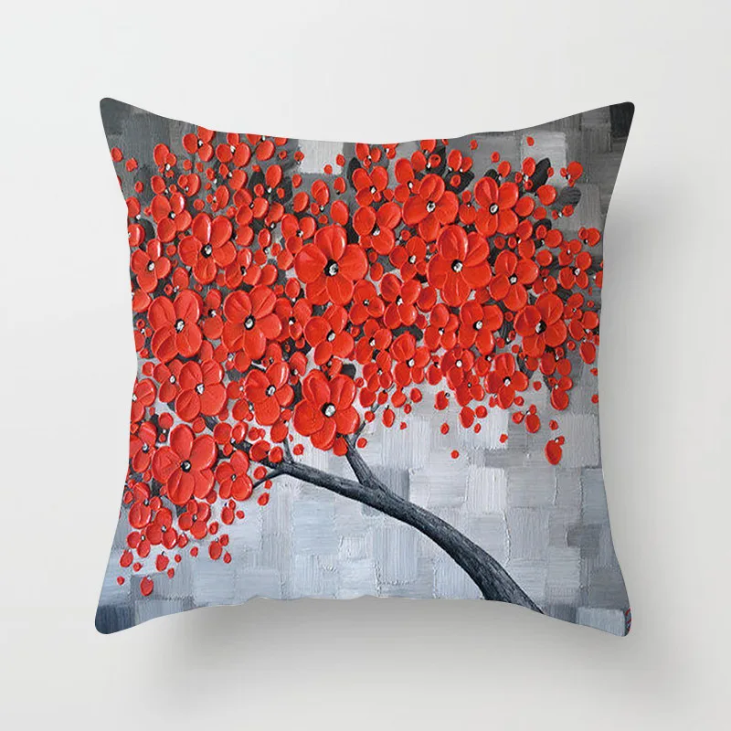 Fuwatacchi, винтажный цветочный чехол для подушки, фреска, красное, желтое дерево, Wintersweet, вишневый цвет, чехол для подушки, для домашнего стула, декоративный - Цвет: PC07355