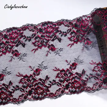 

2Yards 22cm Wide Elastic Stretch Lace Trim Bra Cloth Accessories Bra Sewing Appliques Lingerie Underwear French Fabric Black Red