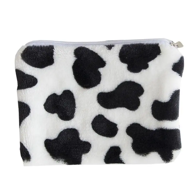 

1PC Cow Pattern Plush Coin Purses Mini Coin Wallet Storage Bag Card Holder Credit ID Wallet Pocket Women Girls Female Coin Purse