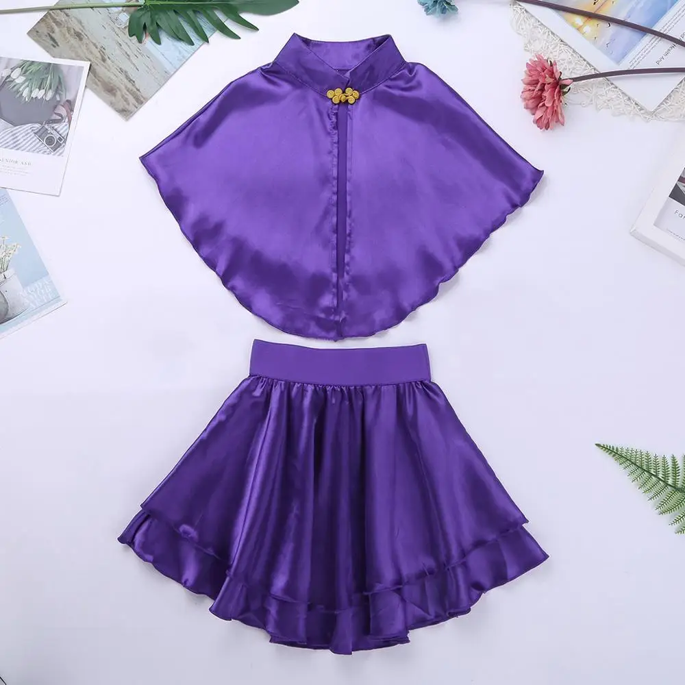 TiaoBug/Детский костюм для девочек фиолетовая накидка с юбкой комплект нарядного
