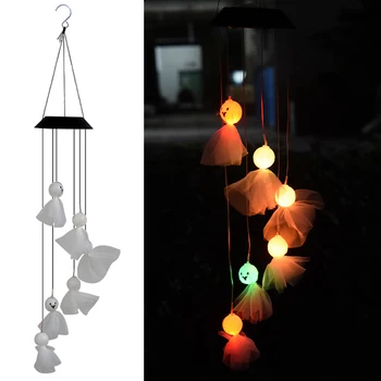 

Festival Yard Solar Powered Garden Outdoor Wind Chime Light Courtyard Waterproof Led Halloween Decoration Hanging Lamp Mobile