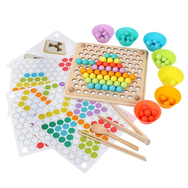 Color Classification Memory Game Bead Holder Exercise Baby's Coordination  Montessori Educational Wood Toys For Kids - Montessori - AliExpress