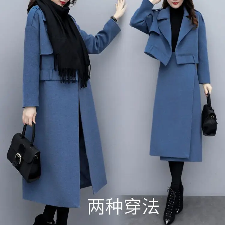 

2019 Autumn And Winter New Style Mature Loose-Fit Dress Outfit Women's Elegant Goddess Multi Way Long Sleeve Slimming Two-Piece