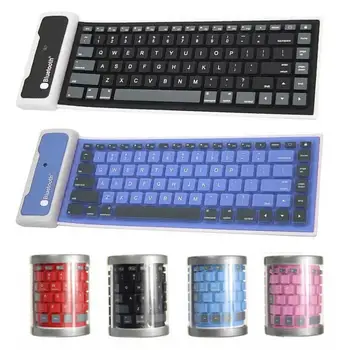 

Silent Wireless Bluetooth Keyboard Foldable Roll Up 87key Keypads Soft Silicone Flexible For Ios Android Phone For Tablet