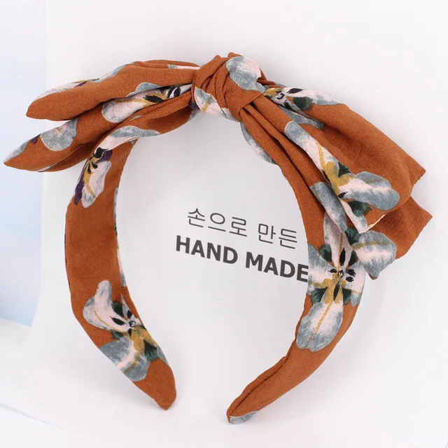 Floral Big Bow  Hairbands  For Women Korea Hair Accessories For Girls Hair Band Hair Bows  Hairband Headbands Black Green
