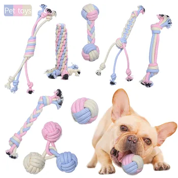 

Pet Toys Cotton Rope Cat Dog Colorful Knots Chew Toys Knot Puppy for Pets Supplies Pet Dog cat Durable Braided Bone Rope
