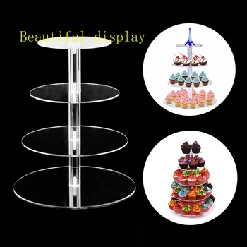 

3/4/5 Tier Acrylic Wedding Cake Stand Crystal Cup Cake Display Shelf Cupcake Holder Plate Birthday Party Decoration Stands