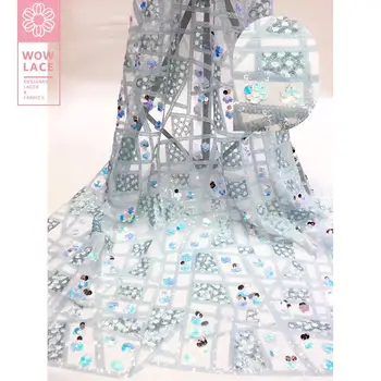 

Beautiful Special Sequins Mesh Material High Quality 2019 Nigerian African Sequined Tulle Laces For Evening Gown Dresses Sewing