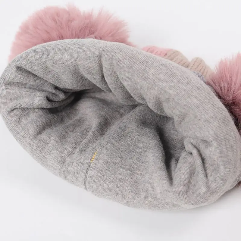 KLV, зимняя двухслойная вязаная шапка в рубчик для малышей, милая теплая детская шапка с манжетой