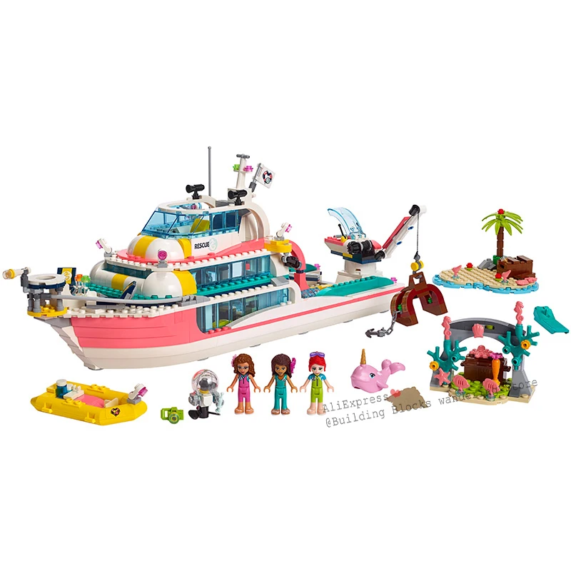

01044 legoinglys Girl Friends Dolphin Cruiser Rescue Center Large Yacht Club Cruise Vessel Ship 41381 Building Blocks Brick Toys