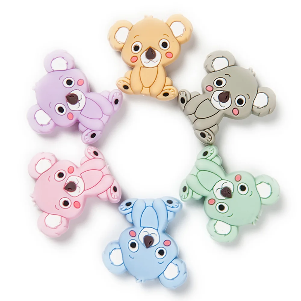 Cute-idea 10pc koala  BPA Free Food Grade Silicone Beads Chew Teether Accessories DIY Teething Necklace Handmade Gifts baby toys let s make silicone beads green series bead 100pc 15mm chew teething accessories diy nursing necklace beads baby teether