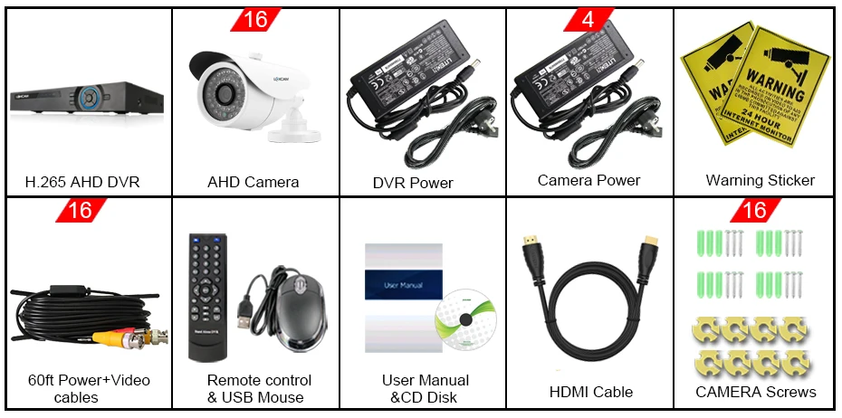 包装-DVR-16CH-室外-36灯-白