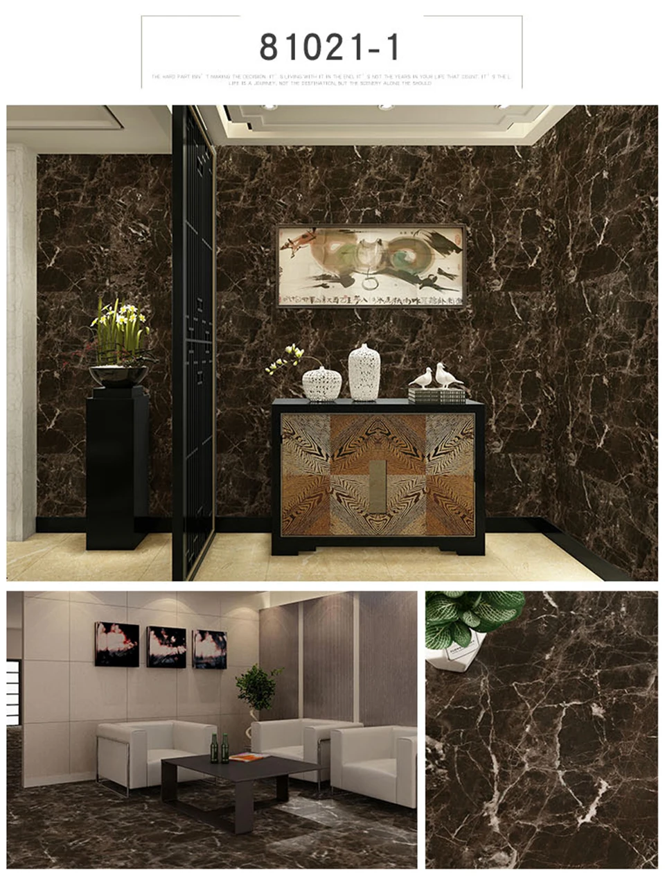 Waterproof Floor Stickers Self Adhesive Marble Wallpapers Bathroom Wall