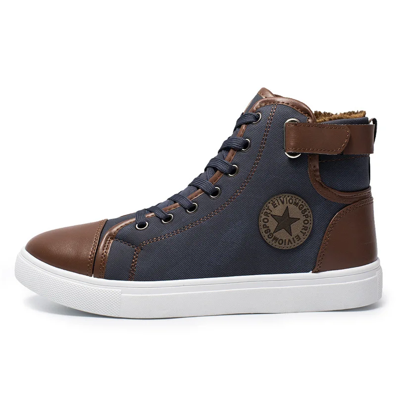 Blue with fur 39-47 зимняя обувь Удобная Нескользящая теплая обувь мужская зимняя# NXDX868JM - Цвет: Blue with fur