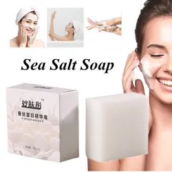 Handmade Silk Essence Skin Care Bath Face Wash Moisturizing Mite Removal Removal Pimple Pores Oil Control Sea Salt Soap