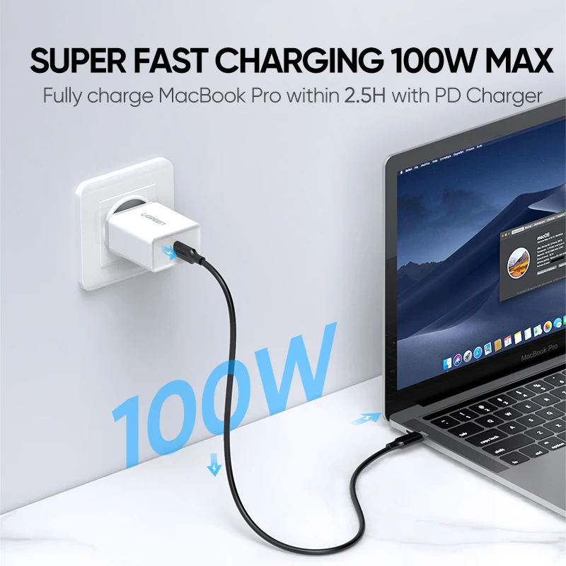 Ugreen 5A USB C к type C кабель для Macbook Pro PD100W USB 3,1 Gen 2 быстрый USB C кабель для samsung S9 Note 9 Quick Charge4.0 шнур