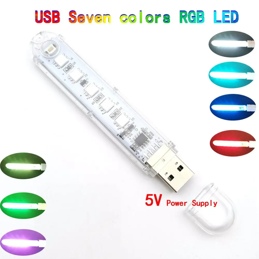 5V RGB мини USB светодиодный лампа для чтения книг, ночной Светильник Красочные Портативный сигнала Предупреждение светильник для ПК ноутбук компьютер мобильный Мощность