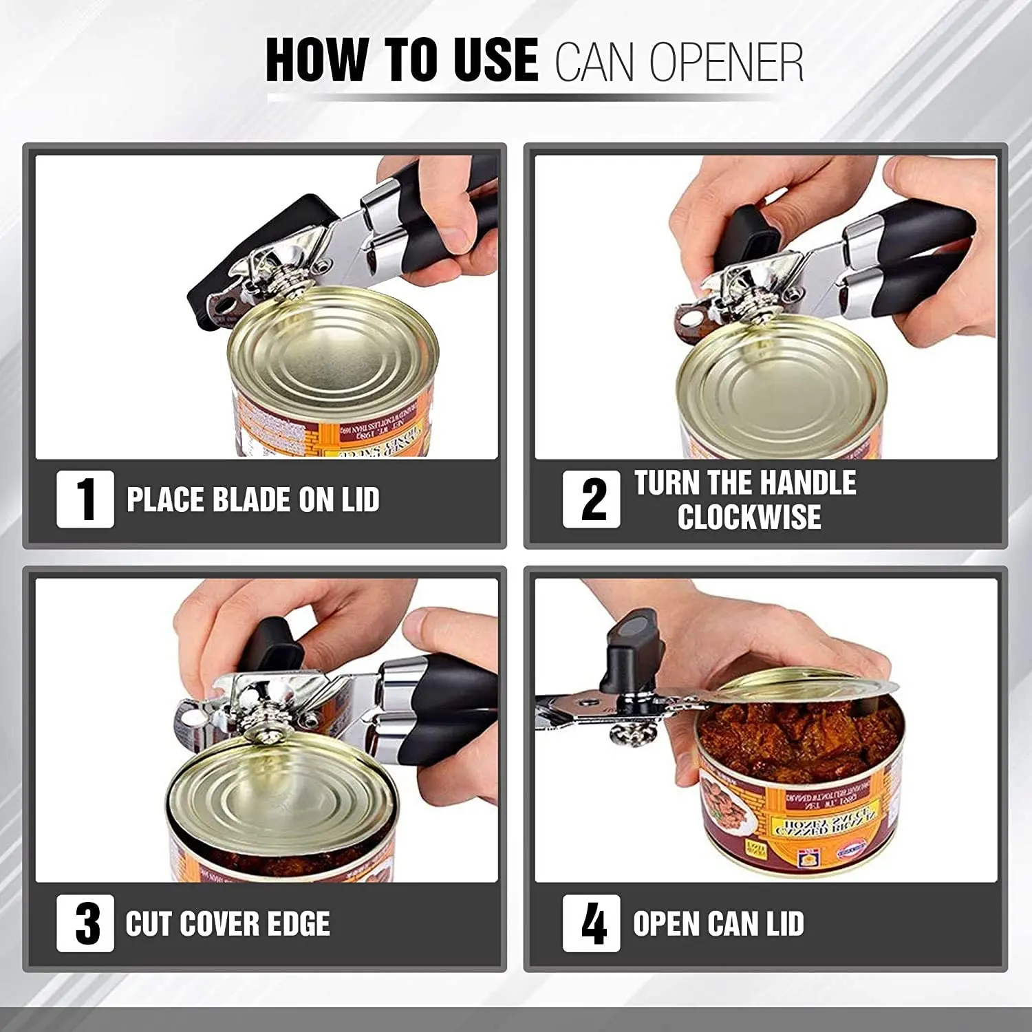 WALFOS High Quality Stainless Steel Cans Opener Professional Ergonomic Manual Can Opener Side Cut Manual Can Opener