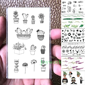 

Waterproof Temporary Tattoo Sticker Cactus Flower Plant Prickly Pear Fake Tatto Hand Arm Foot Flash Tatoo for Kid Girl Men Women