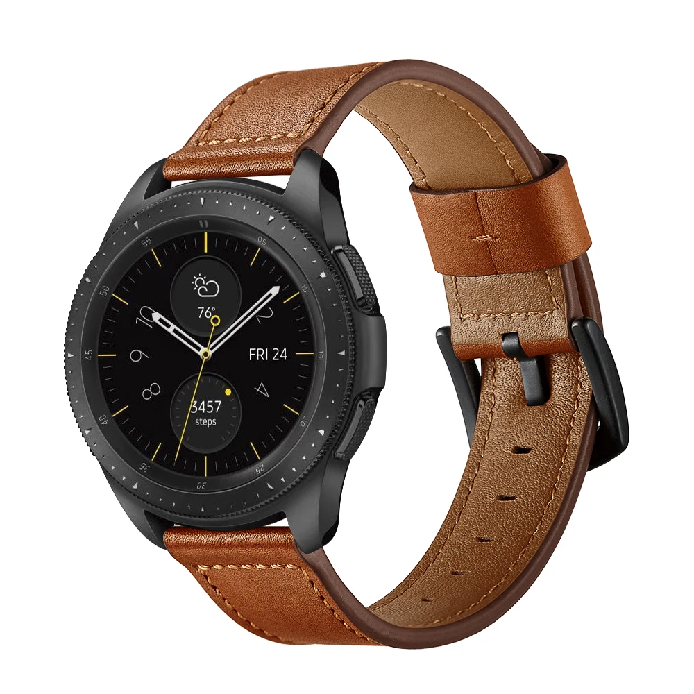 Ремешок для часов samsung galaxy watch из натуральной кожи, 42 мм, 46 мм, ремешок 20 мм, 22 мм, ремешок для часов gear s3 s2, классический
