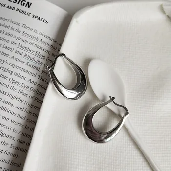 

RUIYI Real 925 Sterling Silver Women Vintage U Shape Stud Earrings Girls Students Sister Jewelry Minimalist Korean Style Earring