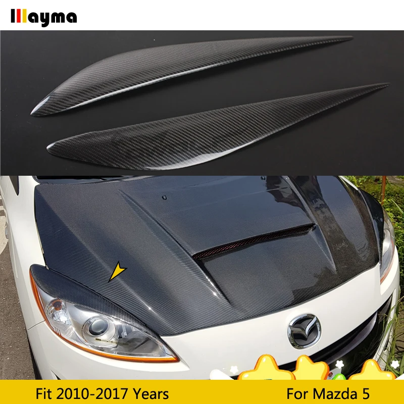 Углеродное волокно накладки на переднюю фару для Mazda 5 2010-2017 стеклянная Праймер