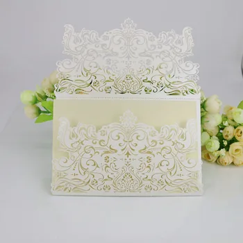 

New 10Pcs European Style Laser Cut Wedding Invitations Holiday Greeting Card Cover Floral Invitation Envelopes for Party Anniver