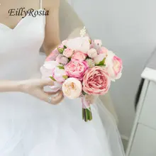 Романтические Розовые Свадебные цветы Искусственный Свадебный невесты держатель для букетов ручной работы fleur mariage украшение цветок невесты boeket