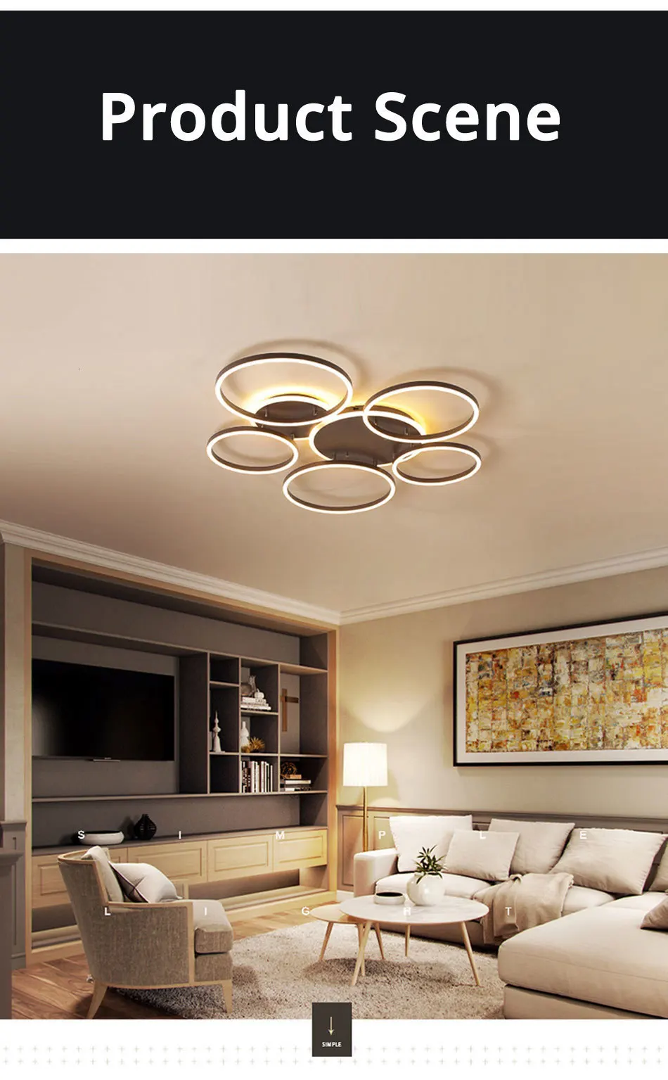 Surface Mounted Led Chandelier White&Coffee Body Modern Led Chandelier Lighting Living room Bedroom Kitchen Dining room L