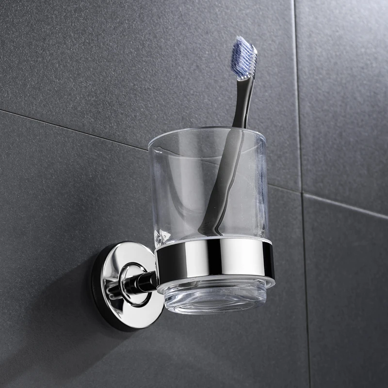 Toothbrush Holder Stainless Steel Wall Mounted Chrome Plating Bathroom Toothbrush Cups Holder Hanger
