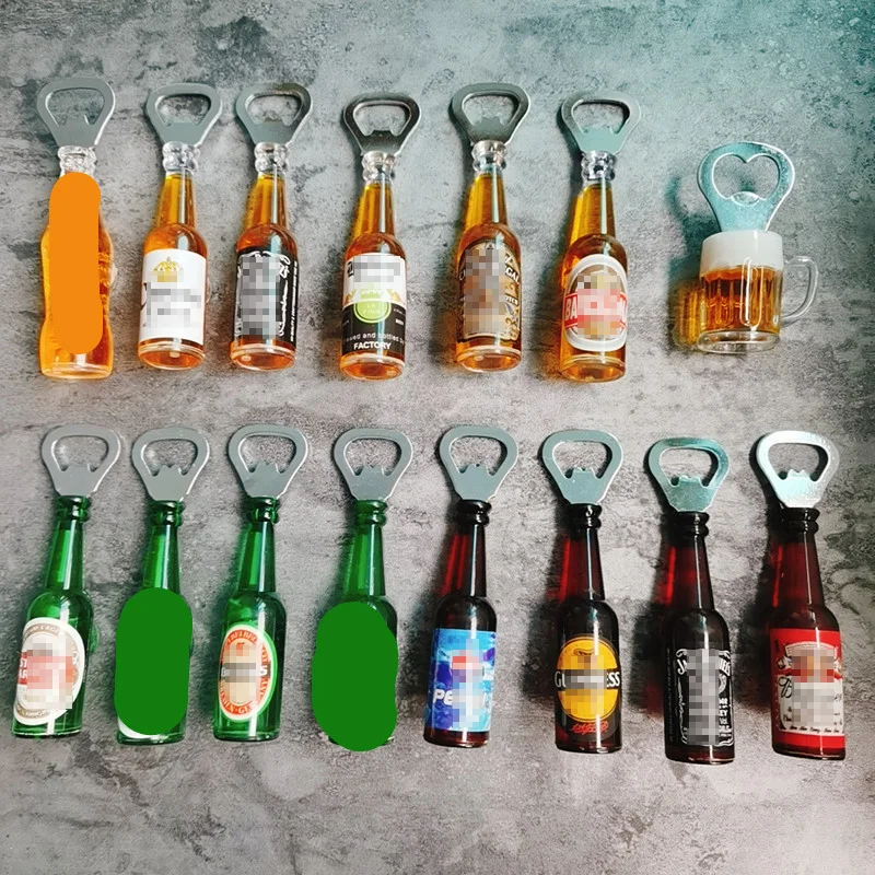 Creative Simulation Beer Bottle Opener Multifunctional Magnetic Refrigerator Magnet Bottle Bar Decoration Kitchen Gadgets