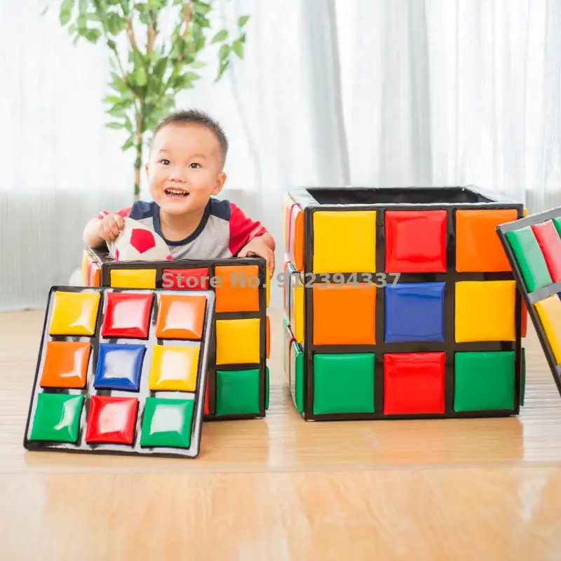 Creative children's storage small stool for shoes magic cube sofa low household cartoon leather | Мебель