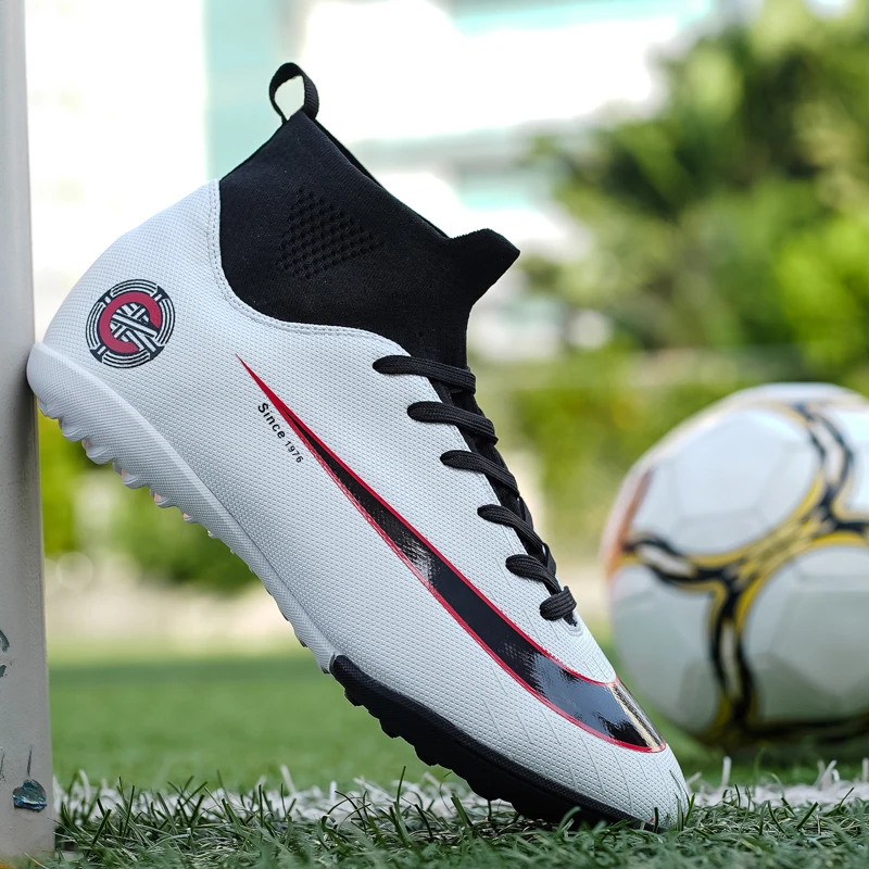 8376TFBLACKWHITE Футбольные бутсы для помещений сверхтонкие дышащие Chuteira Futebol высококачественные дешевые мужские сникерсы Superfly TF дети 32-44 - Цвет: 8376TFBLACKWHITE