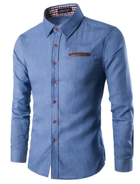 Light blue Хорошее высокое качество мужские рубашки для социальных мероприятий 3XL Tide хорошие повседневные деловые мужские рубашки с рукавом из хлопка стильные - Цвет: Light blue