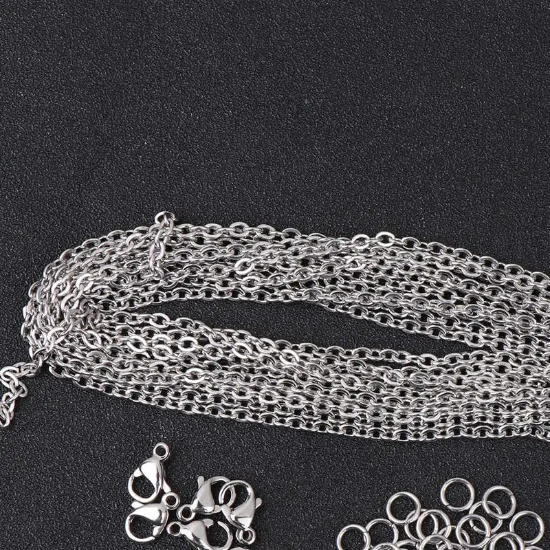 1 набор, аксессуары для DIY, прочная цепочка из нержавеющей стали, кольцо для рукоделия, принадлежности для одежды, ожерелье, кольцо для ключей