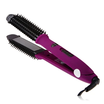 

Flat Iron Hair Straightener Electric Straightening Brush 2 in 1 Hair Curling Irons Curler Straightener Anti-frizz Hair Comb