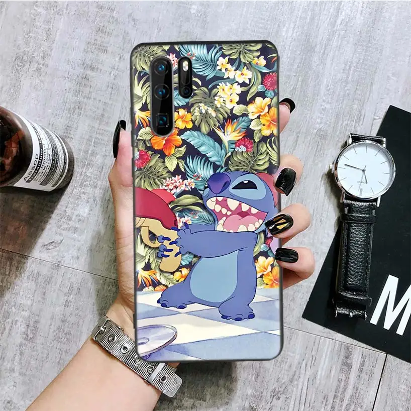 Disneys Stitchs милый черный чехол для телефона huawei mate 30 20 10 P30 P20 P10 Pro Lite P Smart Z роскошный Coque Shell