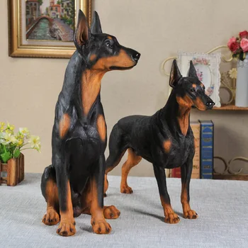 

ORIGINAL SIMULATION ANIMAL HUNTING DOG DOBERMANN RESIN ART&CRAFT STATUE CREATIVE LIVING ROOM ENTRYWAY WOLF DOG DECORATIONS X3947