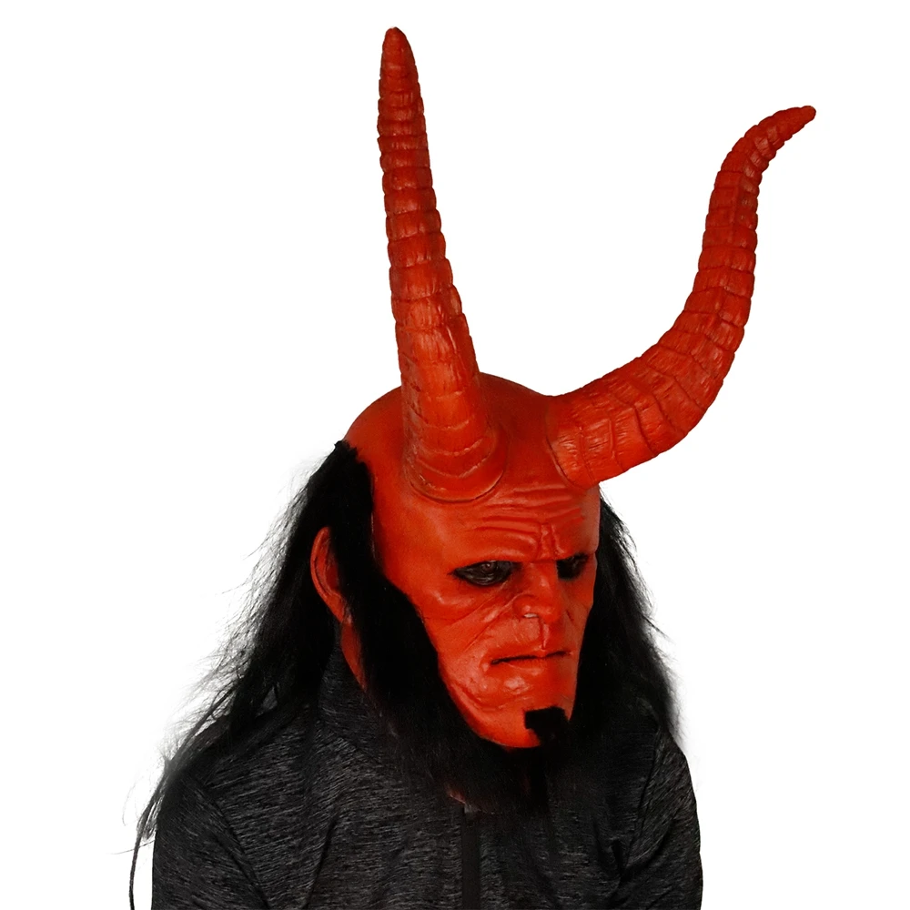 Molezu Хеллоуин страшный уголок Hellboy латексная маска для косплея латексные маски