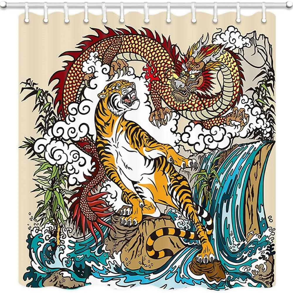 Details about   Asian Style Dragon and Raspberry Waterproof Polyester Fabric Shower Curtain 71" 